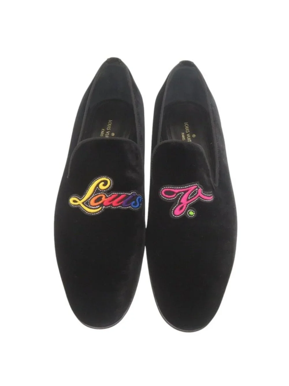 Louis Vuitton Auteuil Velour 6 Black Loafers Opera Shoes Flat